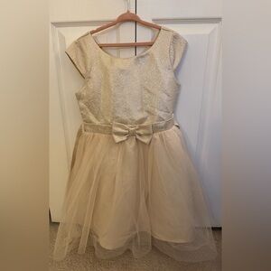 Zunie Sparkling Gold and Cream Formal Dress perfect for holiday parties, size 10